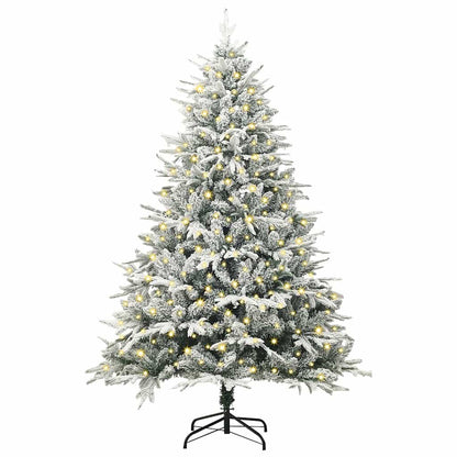 Artificial Pre-lit Christmas Tree with Ball Set Green 180 cm Green and White with 300 LEDs