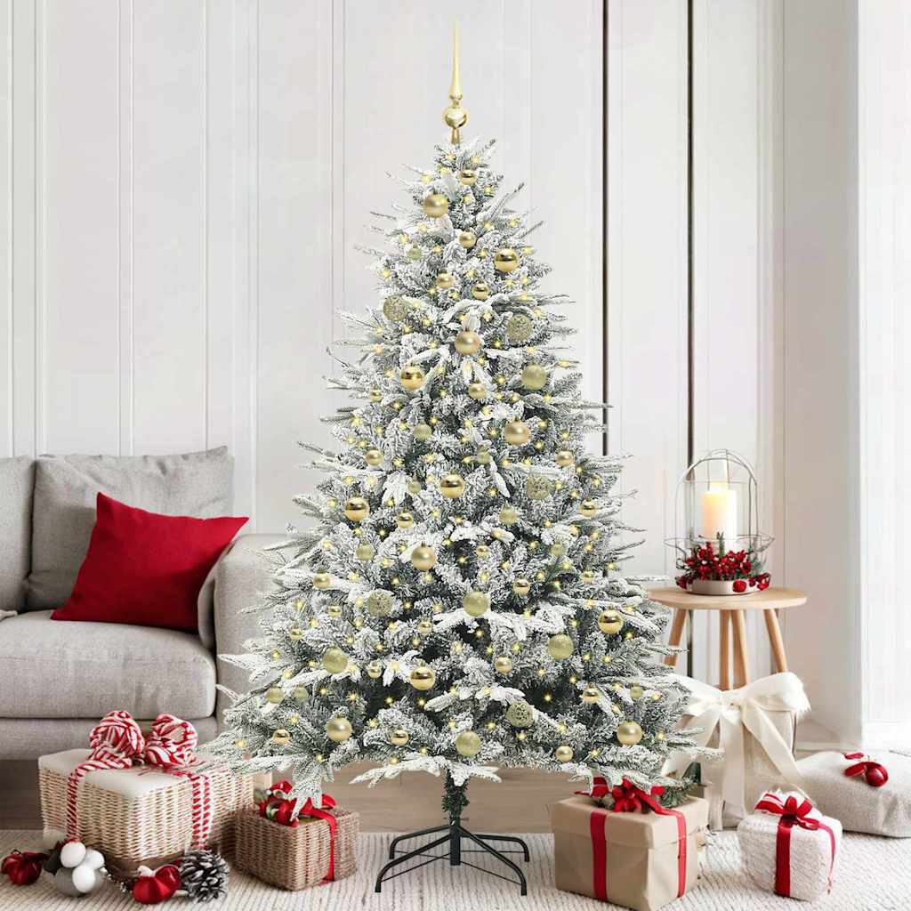 vidaXL Artificial Pre-lit Christmas Tree with Ball Set Green 180 cm 1