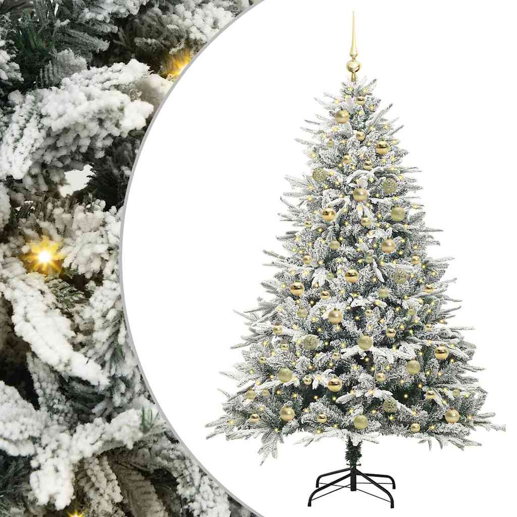 vidaXL Artificial Pre-lit Christmas Tree with Ball Set Green 180 cm 2