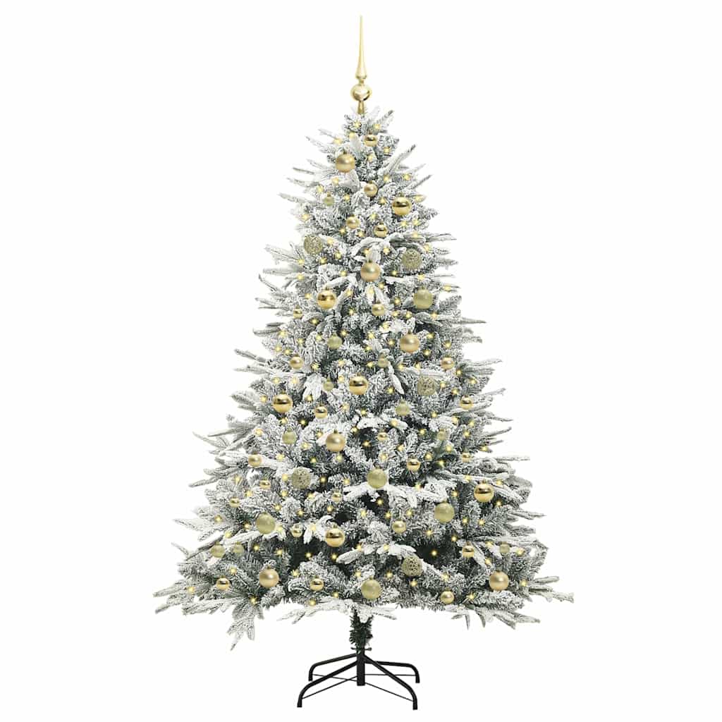 vidaXL Artificial Pre-lit Christmas Tree with Ball Set Green 180 cm 3