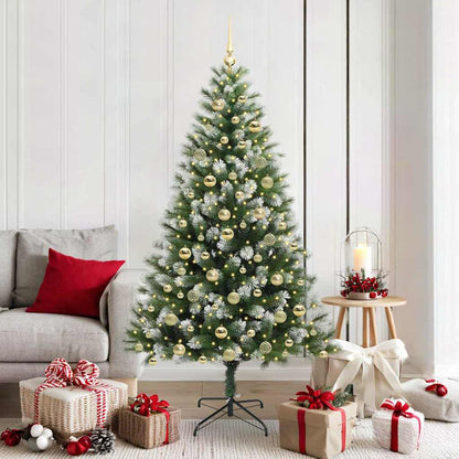 vidaXL Artificial Hinged Christmas Tree with Flocked Snow 300 LEDs 1