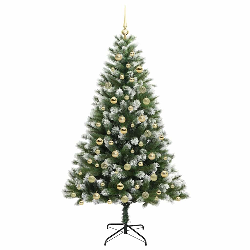 vidaXL Artificial Hinged Christmas Tree with Flocked Snow 300 LEDs 4