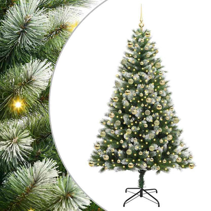 vidaXL Artificial Hinged Christmas Tree with Flocked Snow 300 LEDs 2
