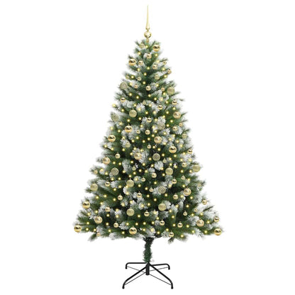 vidaXL Artificial Hinged Christmas Tree with Flocked Snow 300 LEDs 3
