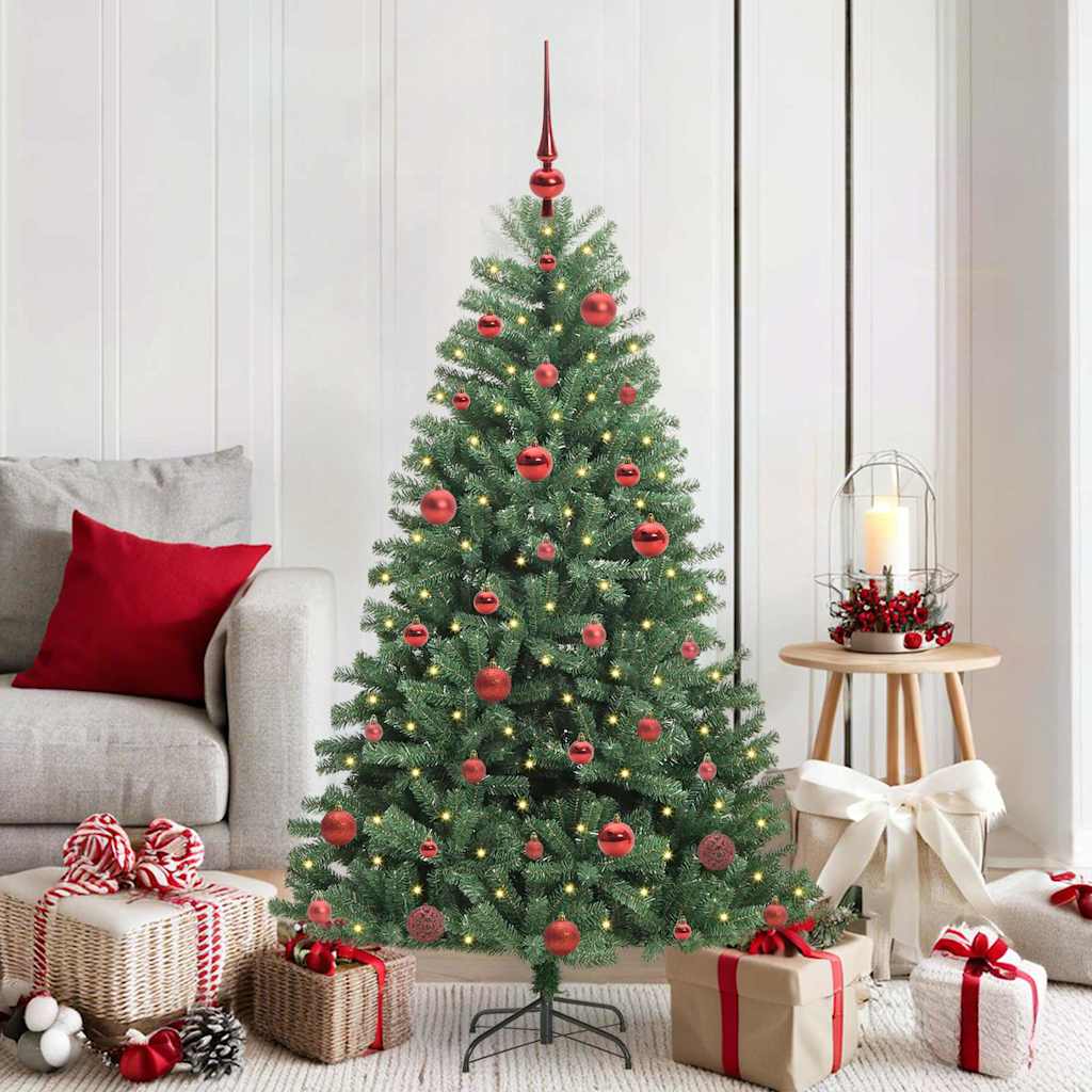 vidaXL Artificial Hinged Christmas Tree Green 150 cm PVC and Metal 1