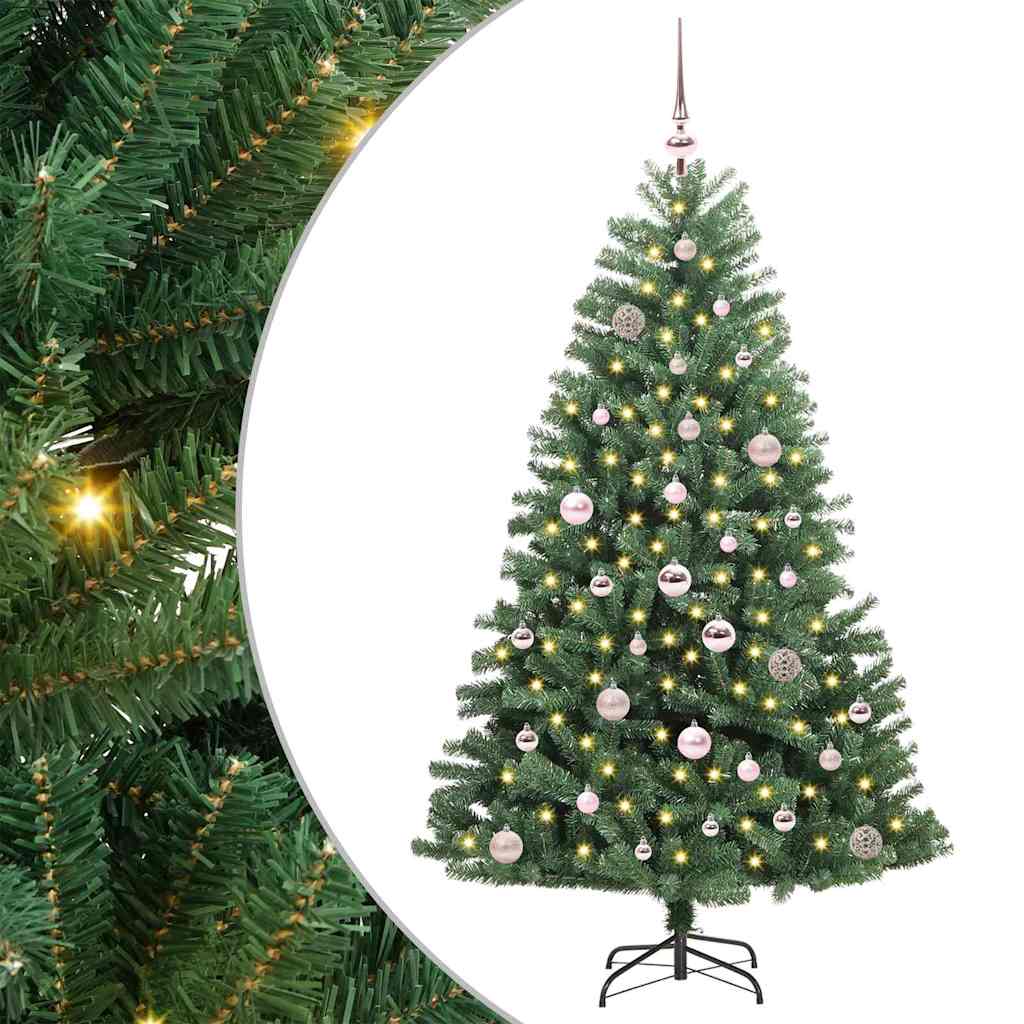 vidaXL Artificial Hinged Christmas Tree Green 150 cm PVC and Metal 2