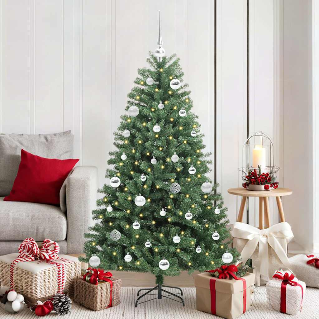 vidaXL Artificial Hinged Christmas Tree Green 150 cm PVC and Metal 1