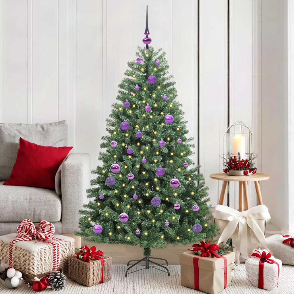 vidaXL Artificial Hinged Christmas Tree Green 150 cm PVC and Metal 1