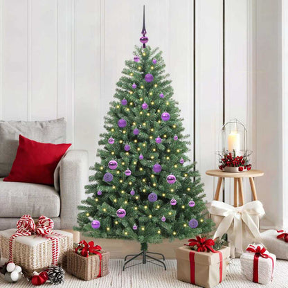vidaXL Artificial Hinged Christmas Tree Green 150 cm PVC and Metal 1