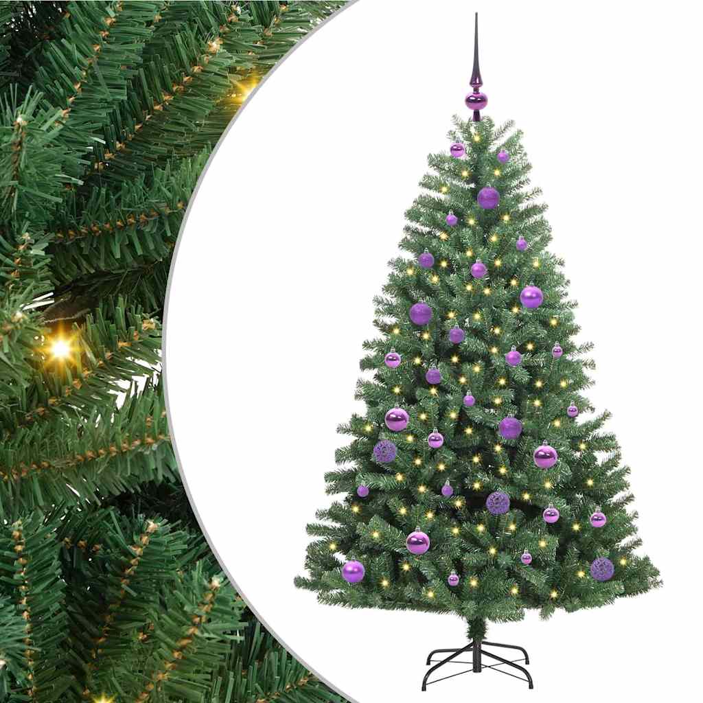 vidaXL Artificial Hinged Christmas Tree Green 150 cm PVC and Metal 2