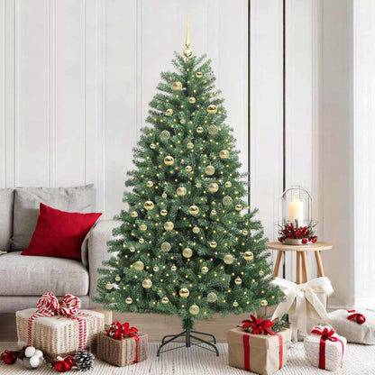vidaXL Artificial Hinged Christmas Tree Green 180 cm PVC and Metal 1