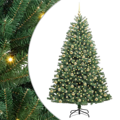 vidaXL Artificial Hinged Christmas Tree Green 210 cm PVC and Metal 2