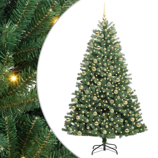 vidaXL Artificial Hinged Christmas Tree Green 210 cm PVC and Metal 2