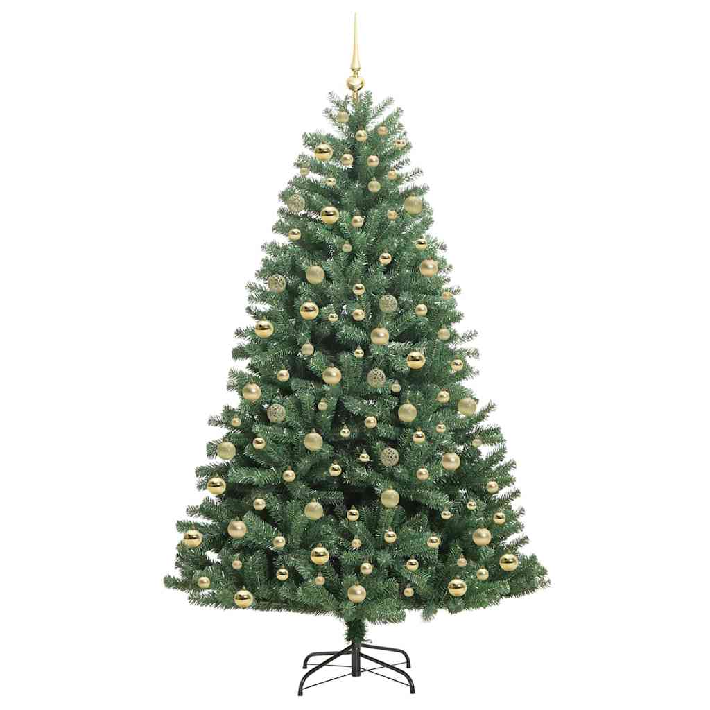 vidaXL Artificial Hinged Christmas Tree Green 210 cm PVC and Metal 3