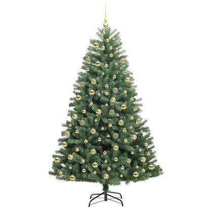 vidaXL Artificial Hinged Christmas Tree Green 210 cm PVC and Metal 3