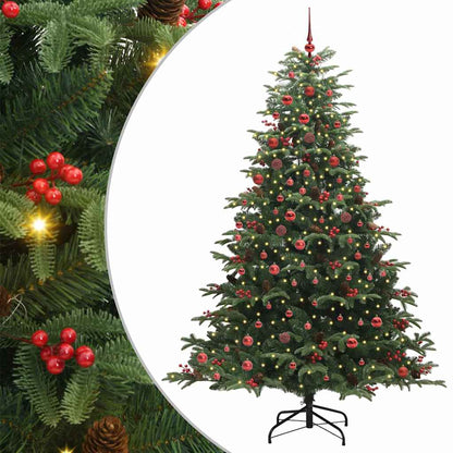 Artificial Christmas Tree with 300 LEDs with Stand Green 210 cm with LEDs &red balls