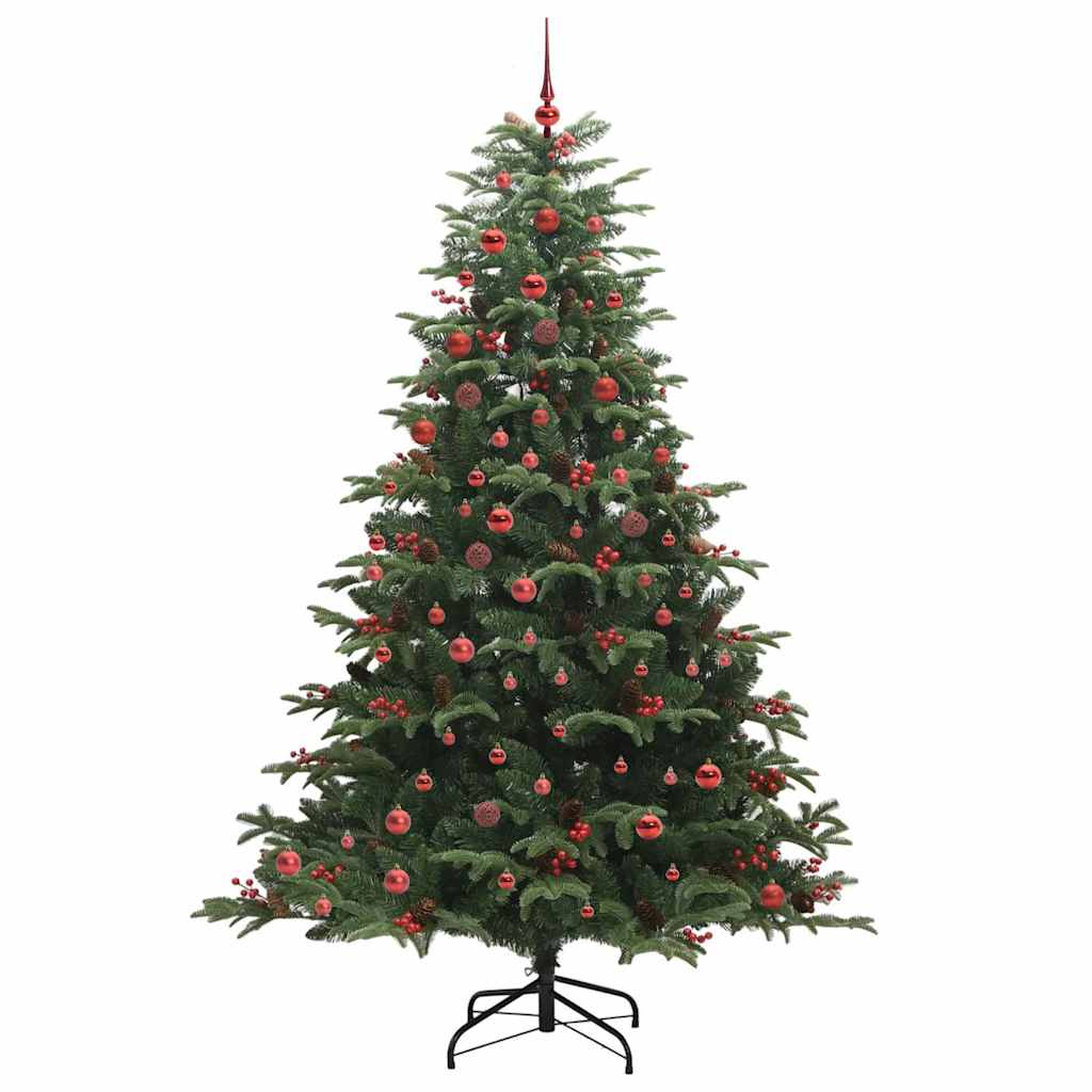 Artificial Christmas Tree with 300 LEDs with Stand Green 210 cm with LEDs &red balls