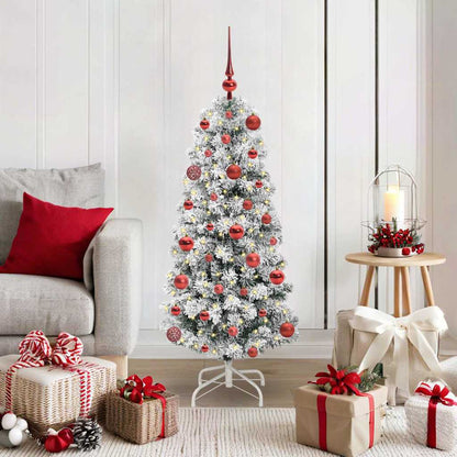 vidaXL Artificial Hinged Christmas Tree Green and White 120 cm 1
