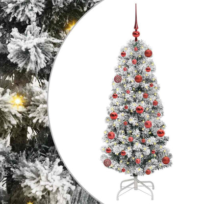 vidaXL Artificial Hinged Christmas Tree Green and White 120 cm 2