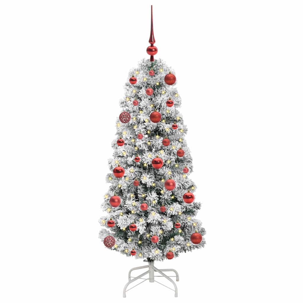 vidaXL Artificial Hinged Christmas Tree Green and White 120 cm 3