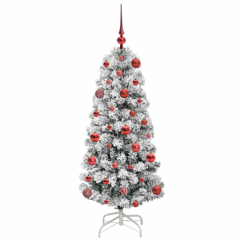 vidaXL Artificial Hinged Christmas Tree Green and White 120 cm 4