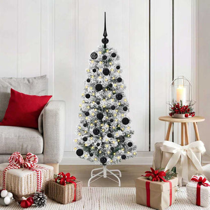 vidaXL Artificial Hinged Christmas Tree Green and White 120 cm 1