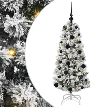 vidaXL Artificial Hinged Christmas Tree Green and White 120 cm 2