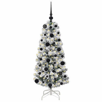 vidaXL Artificial Hinged Christmas Tree Green and White 120 cm 3