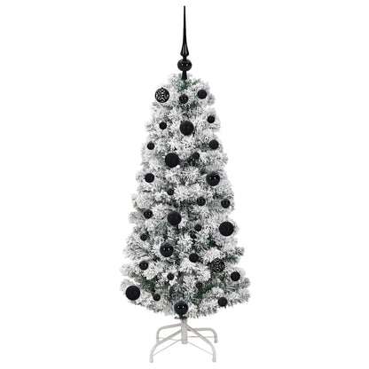 vidaXL Artificial Hinged Christmas Tree Green and White 120 cm 4