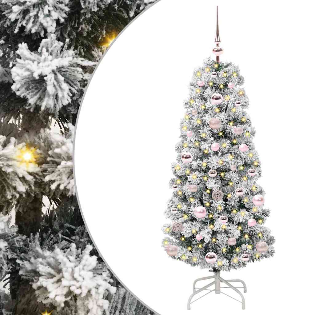 vidaXL Artificial Hinged Christmas Tree Green and White 120 cm 2