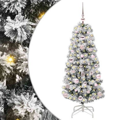 vidaXL Artificial Hinged Christmas Tree Green and White 120 cm 2