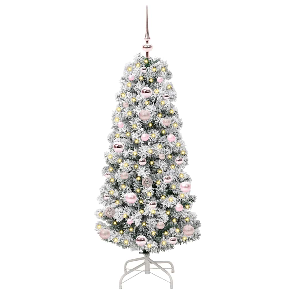 vidaXL Artificial Hinged Christmas Tree Green and White 120 cm 3