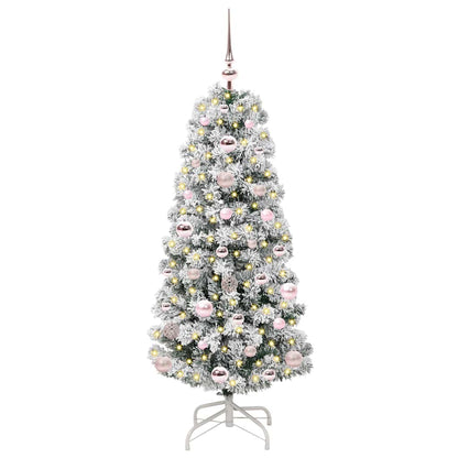 vidaXL Artificial Hinged Christmas Tree Green and White 120 cm 3