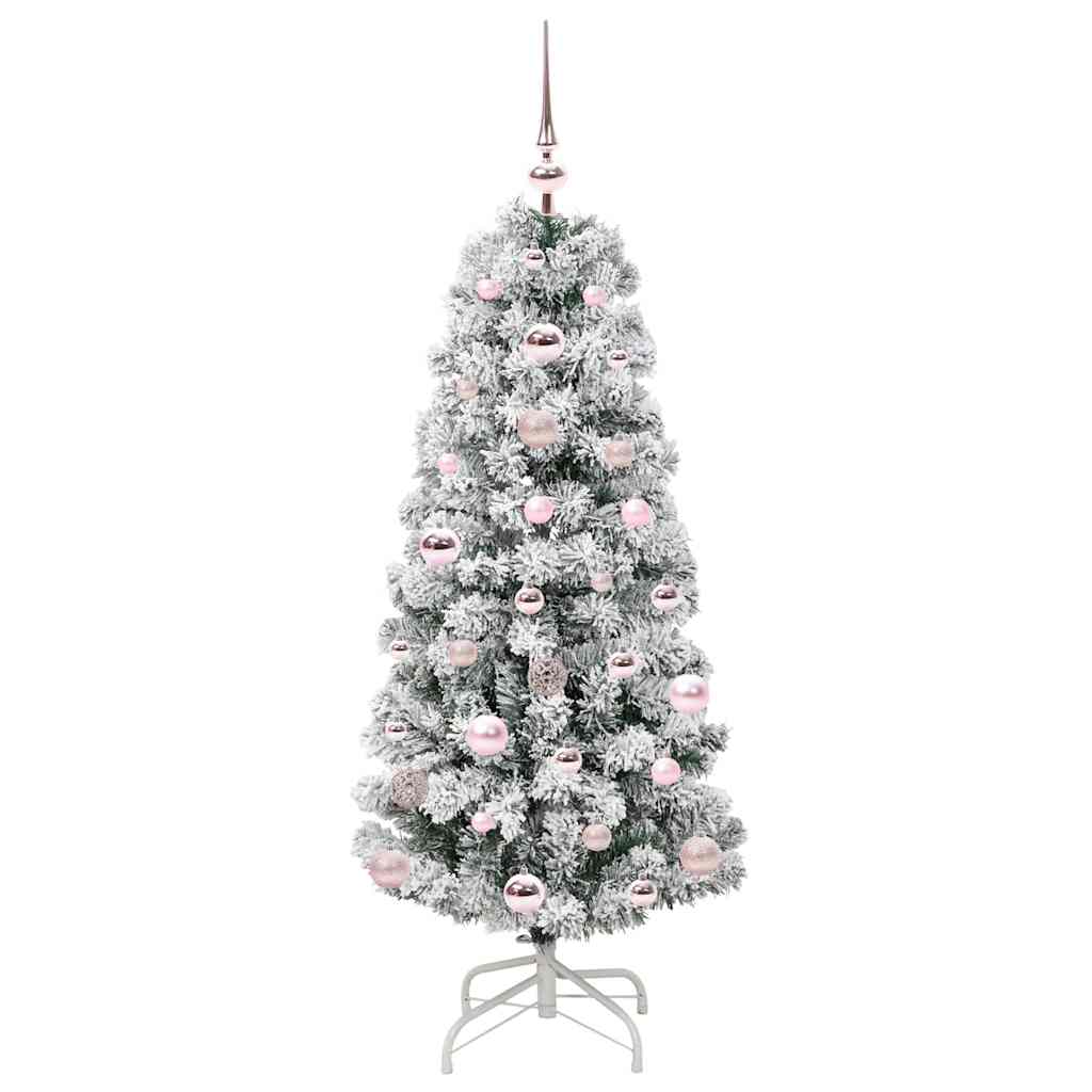 vidaXL Artificial Hinged Christmas Tree Green and White 120 cm 4