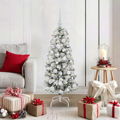 vidaXL Artificial Hinged Christmas Tree Green and White 120 cm 1
