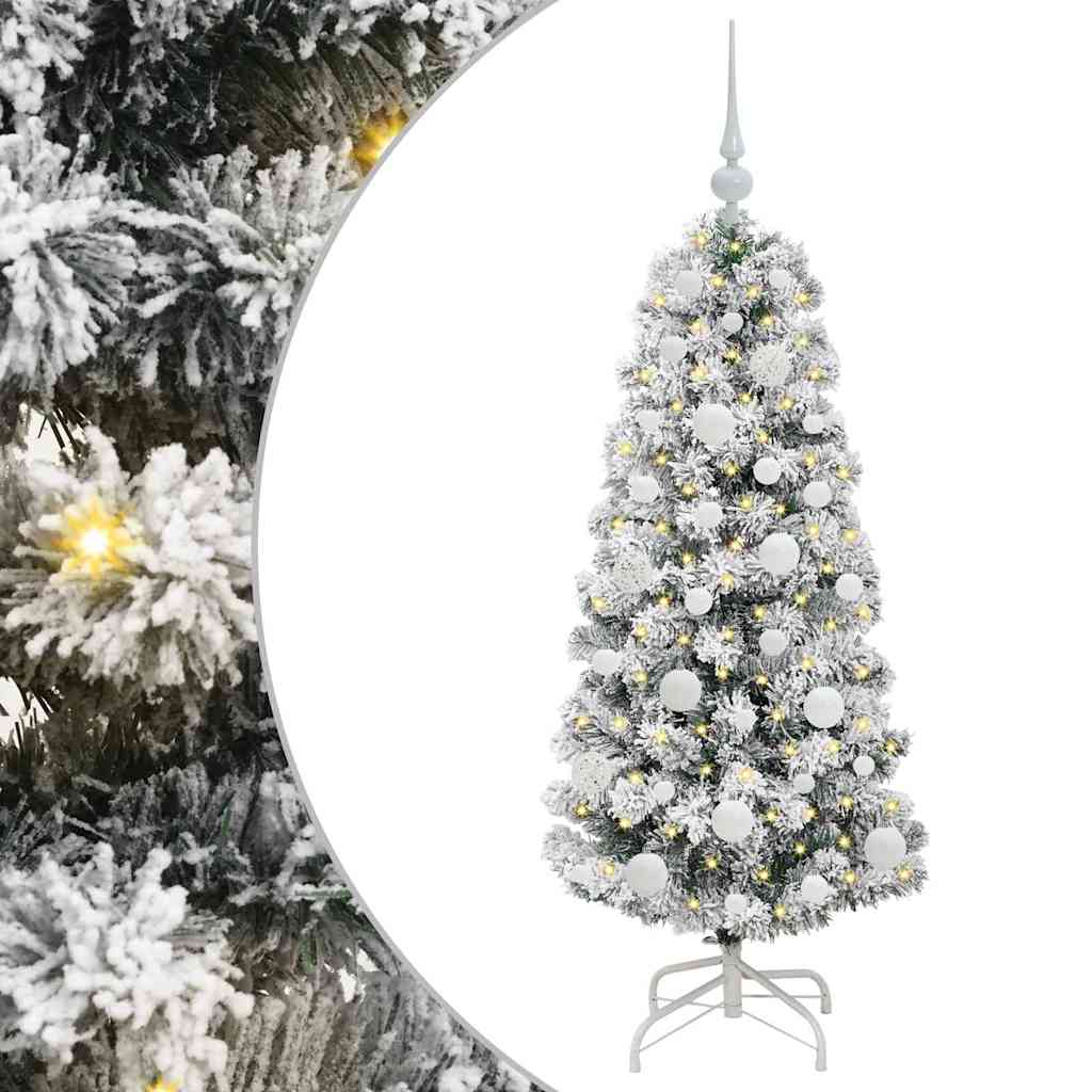 vidaXL Artificial Hinged Christmas Tree Green and White 120 cm 2