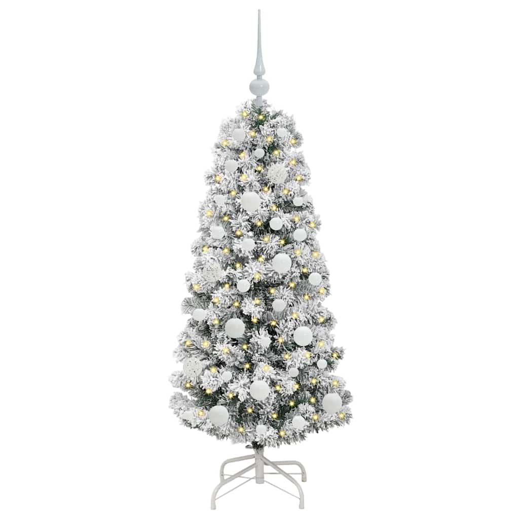 vidaXL Artificial Hinged Christmas Tree Green and White 120 cm 3