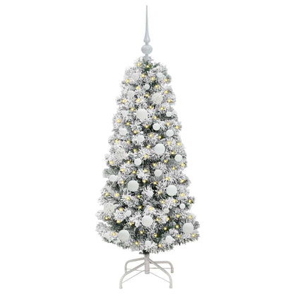 vidaXL Artificial Hinged Christmas Tree Green and White 120 cm 3