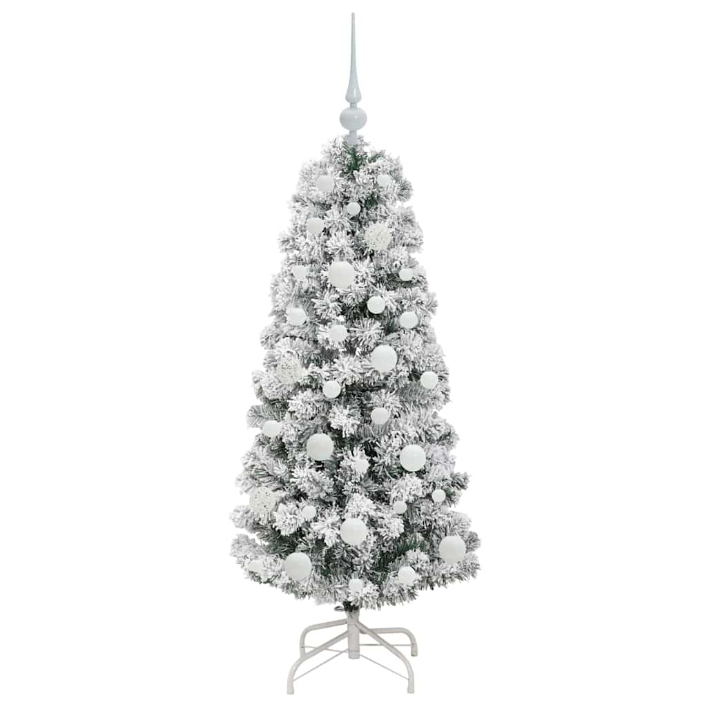 vidaXL Artificial Hinged Christmas Tree Green and White 120 cm 4