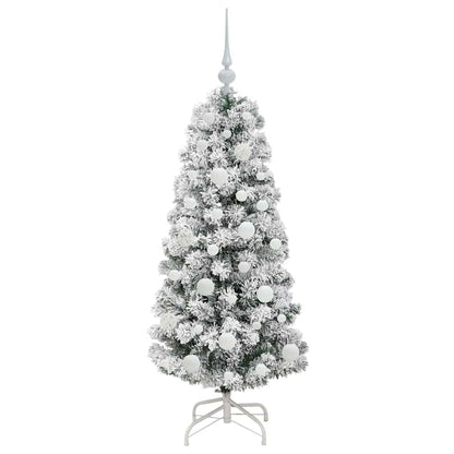 vidaXL Artificial Hinged Christmas Tree Green and White 120 cm 4