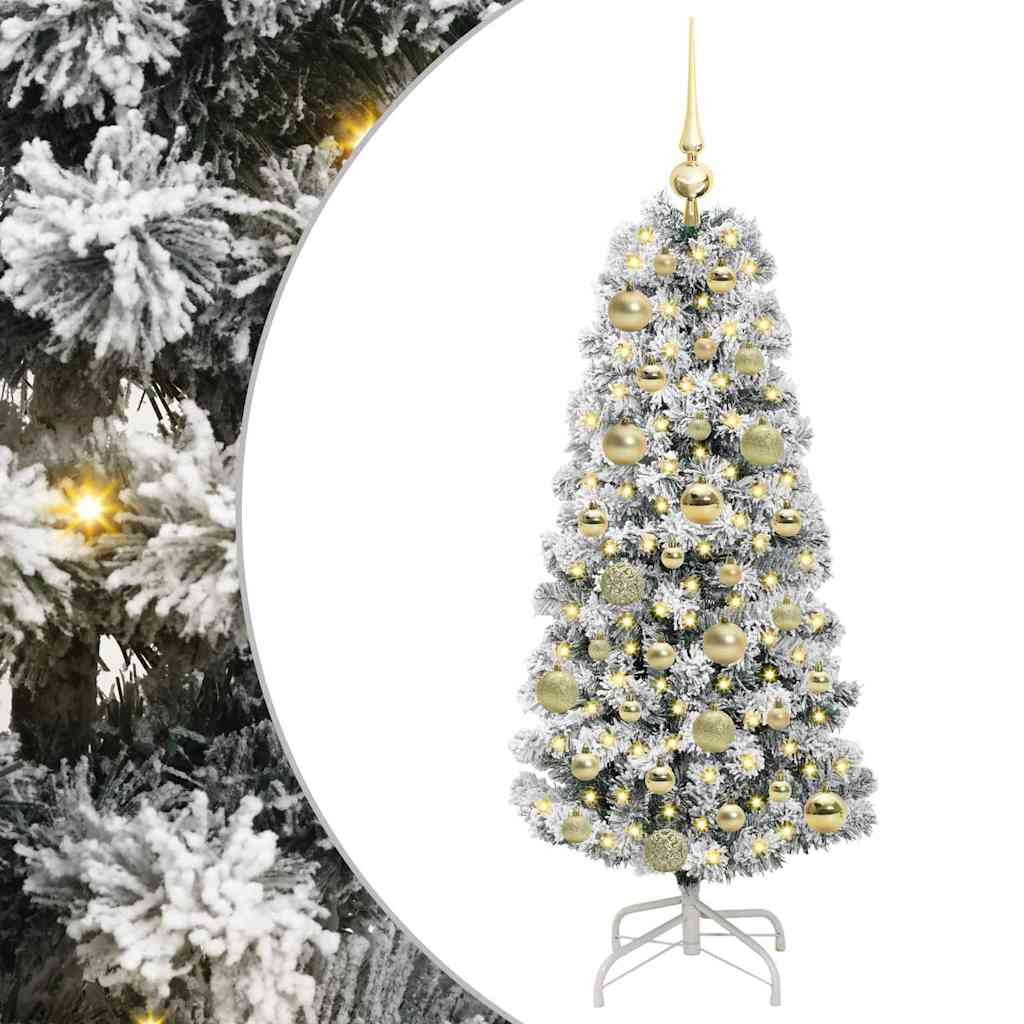 vidaXL Artificial Hinged Christmas Tree Green and White 120 cm 2