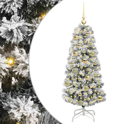 vidaXL Artificial Hinged Christmas Tree Green and White 120 cm 2