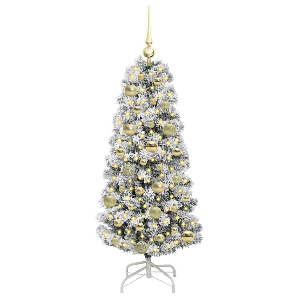 vidaXL Artificial Hinged Christmas Tree Green and White 120 cm 3