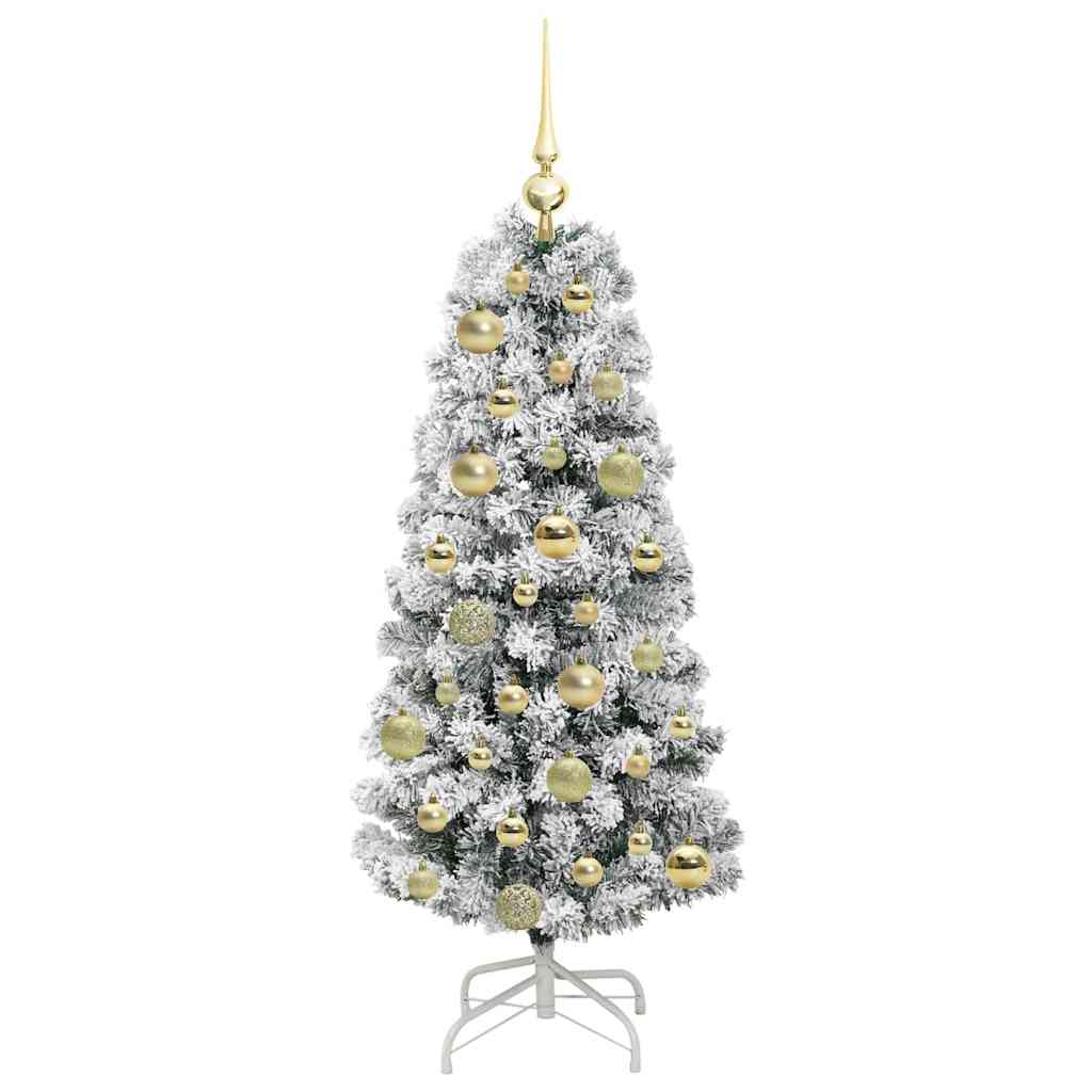 vidaXL Artificial Hinged Christmas Tree Green and White 120 cm 4