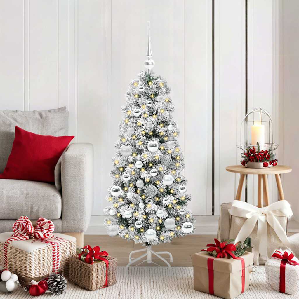 vidaXL Artificial Hinged Christmas Tree Green and White 120 cm 1