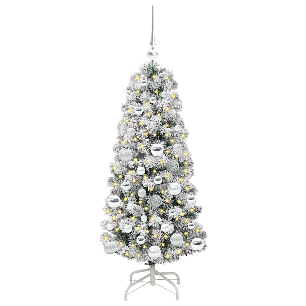 vidaXL Artificial Hinged Christmas Tree Green and White 120 cm 3