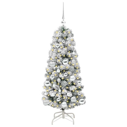 vidaXL Artificial Hinged Christmas Tree Green and White 120 cm 3