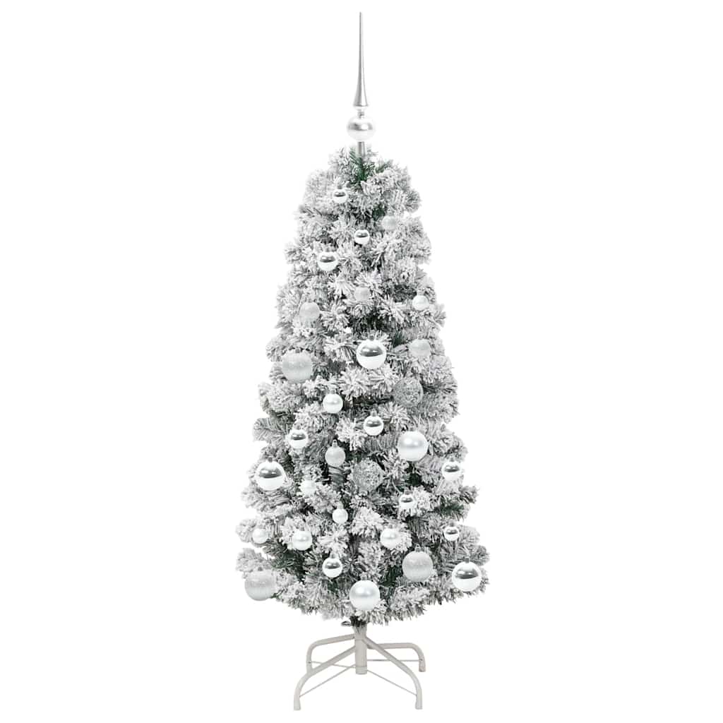 vidaXL Artificial Hinged Christmas Tree Green and White 120 cm 4