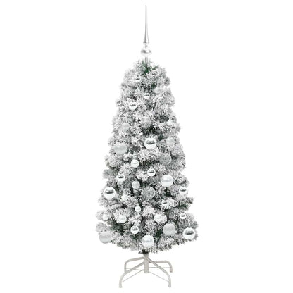 vidaXL Artificial Hinged Christmas Tree Green and White 120 cm 4