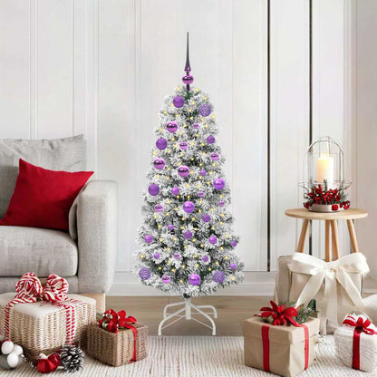 vidaXL Artificial Hinged Christmas Tree Green and White 120 cm 1